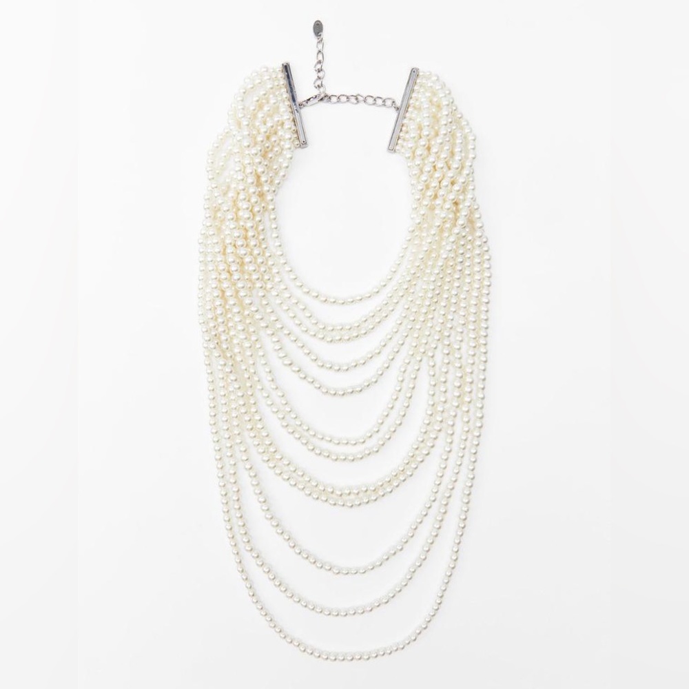 NWT. Zara Pearl Waterfall Necklace. - Picture 3 of 7